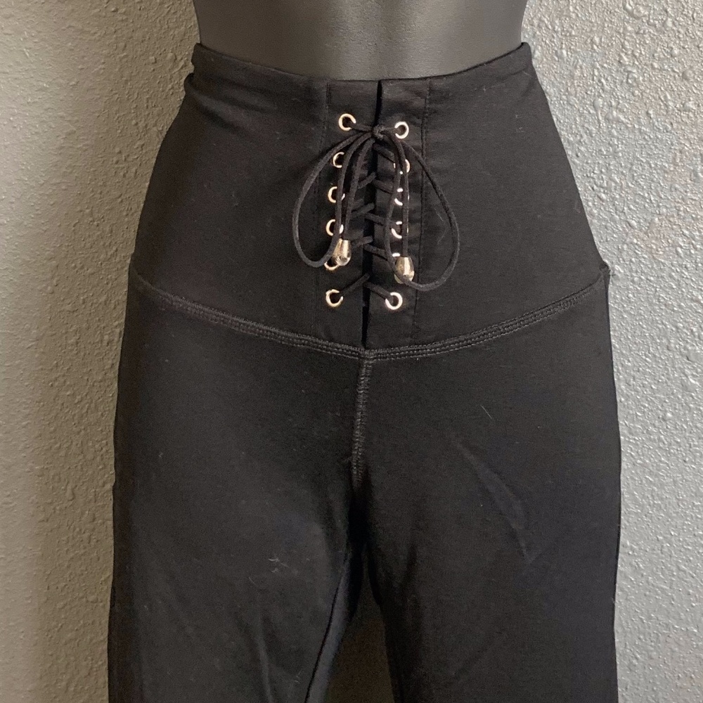 Black tie up leggings